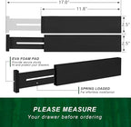 4 Pack Bamboo Drawer Dividers 2.6" High, Adjustable Length from 12 Inch to 17 Inch, Expandable Kitchen Drawer Organizer Separ
