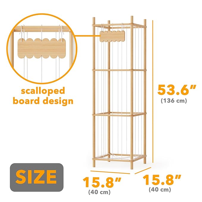 SpaceAid Stuffed Animal Storage Organizer, Wood Animals Zoo Toy Plushies Storage Holder, Large Capacity Plush Toy Cage for Pl