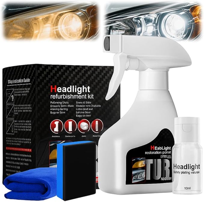 2026 Automotive Headlamp Restoration Fluid Kit, Car Headlight Cleaner and Restorer Coating Spray Kit, Headlight Restoration K