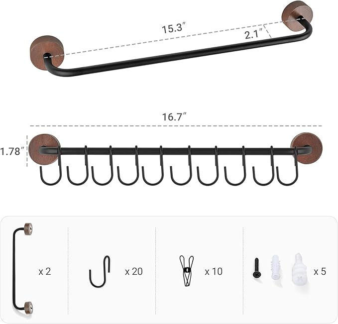 Mkono Hat Rack for Wall Hat Organizer for Baseball Caps Hanger with 20 Hooks Modern Metal Hat Holder Wall-Mounted Ball Caps D