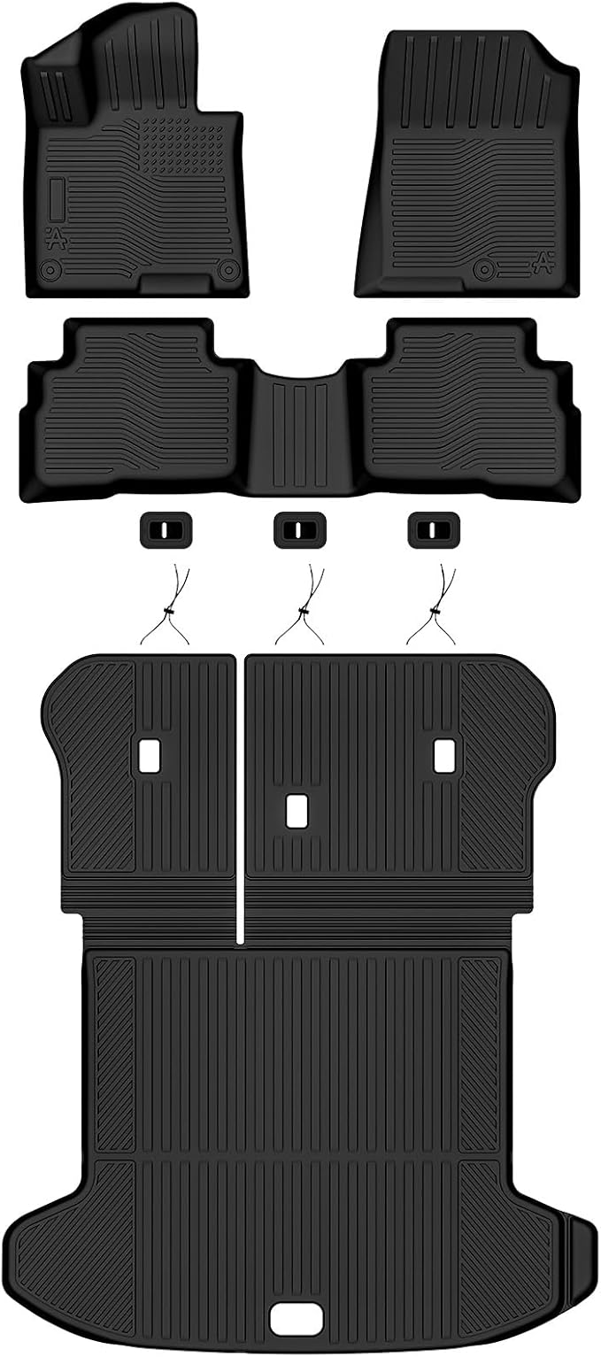 Auxko All Weather Floor Mats Cargo Mat with Backrest Mat for Kia Sportage 2023-2025 2026 Hybrid TPE Liners Accessories Guard Odorless Anti-Slip Floor Liners Trunk Tray with Back Seat Protectors