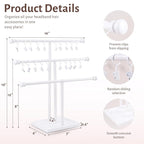 POVETIRE Headband Holder Stand Storage for Baby, 3 Tier Wooden Bow Organizer for Girls Hair Bows, Infant Hair Accessories Rac