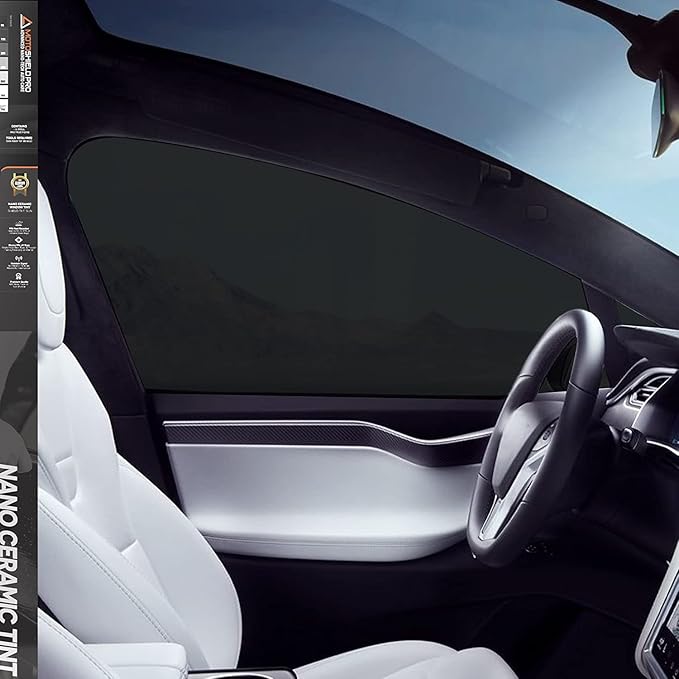 MotoShield Pro 5% VLT Nano Ceramic Window Tint for Car 20” in x 25’ ft 2PLY Roll High Heat Rejection & Glare Reduction Auto Tint Privacy Film, Rejects up to 99% IRR, 99% UV Blocking, Easy DIY Shrink