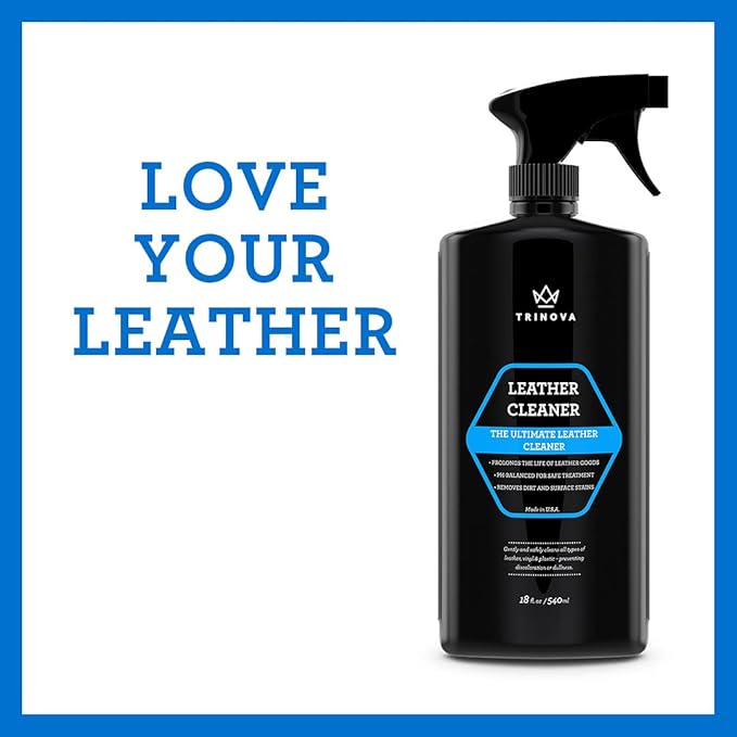 TriNova Leather Cleaner for Couch, Car Interior, Bags, Jackets, Saddles. Safe for use in Home or Car, Microfiber Included 18o
