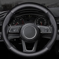 fCar Steering Wheel Cover Fusion Carbon Fiber Premium Leather Non-Slip, Breathable, Trendy Accessories with Car Logo,for Be Accessories (Old)