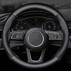 fCar Steering Wheel Cover Fusion Carbon Fiber Premium Leather Non-Slip, Breathable, Trendy Accessories with Car Logo,for Be Accessories (Old)