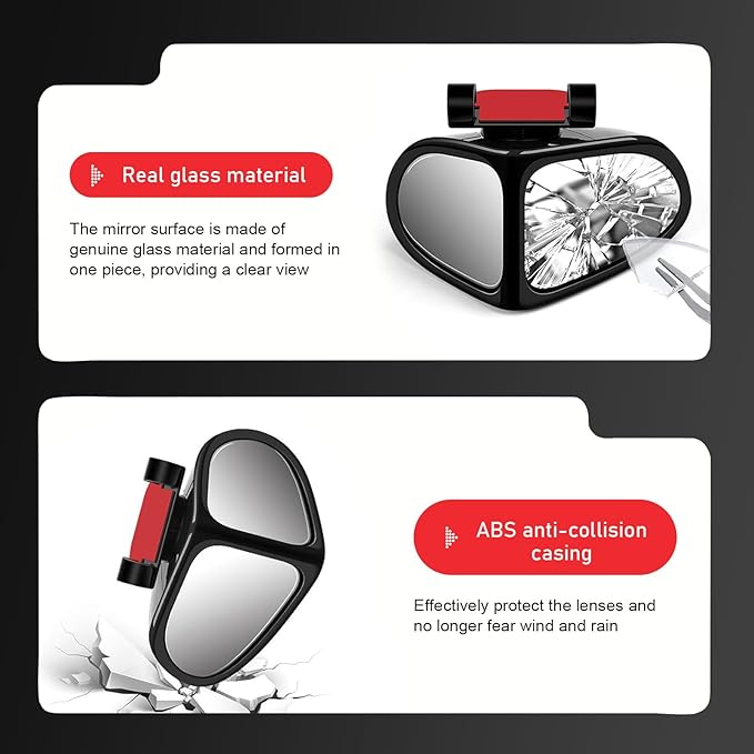 2 PCS Car Blind Spot Mirror, 360 Degrees Panoramic Adjustable Wide-angle Mirror, HD Waterproof Dual-sided Glass Reverse Parking Auxiliary Tools, Universal for Most Vehicles (Black)