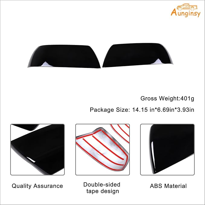 Car Door Rear View Mirror Cover Trim Compatible with Toyota Tundra 2007-2021 Sequoia 2008-2020 Exterior Rearview Mirror Housing Cap Protector Accessories, Only Fit Without Turn Signal Lights Version