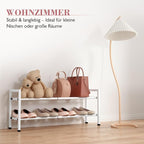 Bumusty 2-Tier Expandable Shoe Rack for Closet, 18“-33” Adjustable Shoe Rack for Small Space, Small Shoe Organizer for Front 