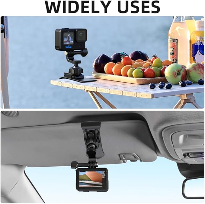 Car Sun Visor Mount VLOG/Video Holder, Quick Clip Mount for Car Sun Visor Compatible with DJI Action 6/5 Pro/ 4/3, GoPro Hero 13/12/11/10, Insta360, AKASO and More