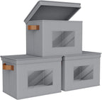 Univivi Storage Bins with Lids Collapsible Foldable Closet Storage Boxes for Clothes [3-Pack] Containers boxes with Handles C