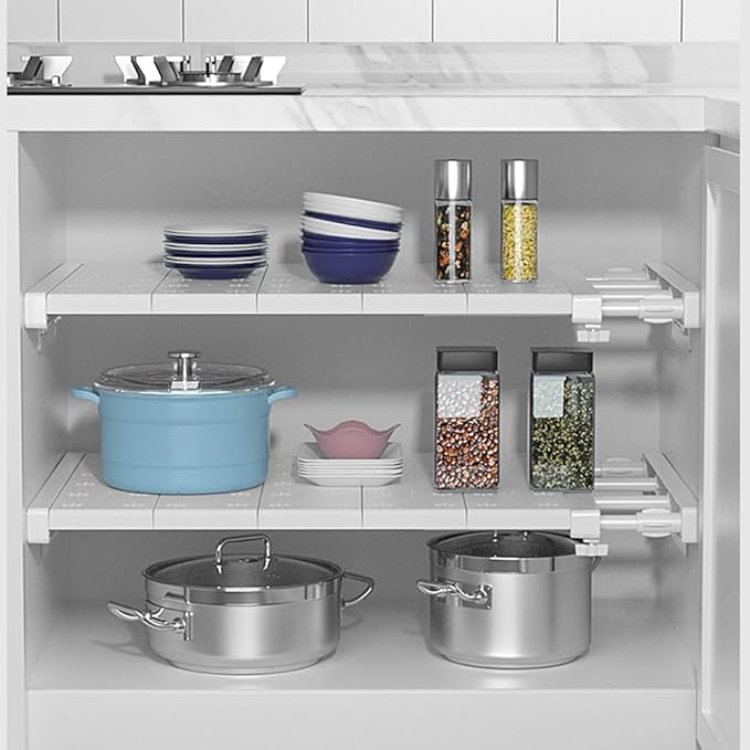 iayokocc Expandable Closet Tension Shelf Rod, Adjustable Metal Storage Rack,DIY Organizer Divider Separator for Cabinet Wardr