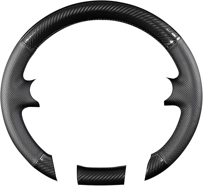 Hand-Stitch Steering Wheel Cover with Microfiber Leather & Carbon Fiber Leather Fit for Toyota Prius V 2012 2015/Prius C 2012 2015 2017/Prius 2010 2012/Prius Plus Prius Plug-in Hybrid 2013