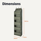 Amazon Basics 5 Tier Over the Door Hanging Shoe Organizer, Large Capacity, Space Saving, 6.4 x 54.5 x 14.9 in, Dark Grey