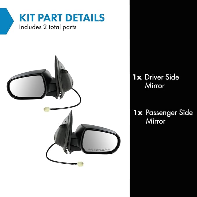 TRQ 2 Piece Driver and Passenger Side Mirror Assembly Set Electric Adjustment Non-Heated No Memory Textured Compatible with 2