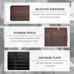 Car Sun Visor Organizer, Soft Leather Auto Sunshade Glasses Storage Bag with Multi-Pocket Net Zipper, Scratch-Resistant Vehicle Visor Pocket Eyeglasses Case Note Holder (Brown)