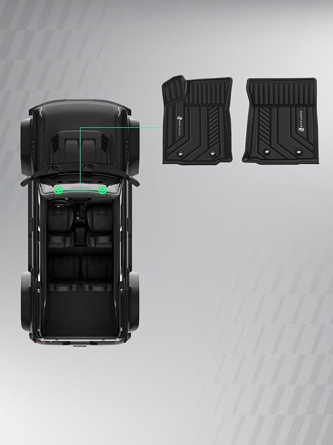 YHTAUTO Automotive Floor Mats Compatible with Toyota Tacoma 2016-2023, TPE All Weather Car Mats Waterproof Anti-Slip Odorless Floor Liner, Interior Car Accessories, 1st Row, Set of 2