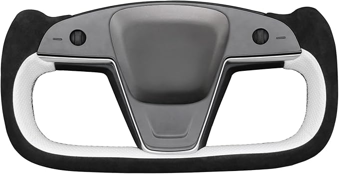MEWANT Hand Stitched Tesla Model S Yoke Real Leather Steering Wheel Cover Wrap for Tesla Model S 2021-2023 / Model X 2021-2023 Tesla Yoke Steering Wheel Accessories(3D Style)