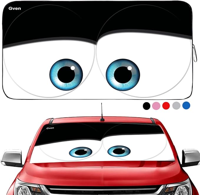 Gven Truck Windshield Sun Shade for Car Windshield Cover Interior Front Window Shades Sun Visor Protector Blocks UV Rays Must-Have Truck Accessories for Pickup, SUV, Sedan, Van, Bonneville(Black, XL)