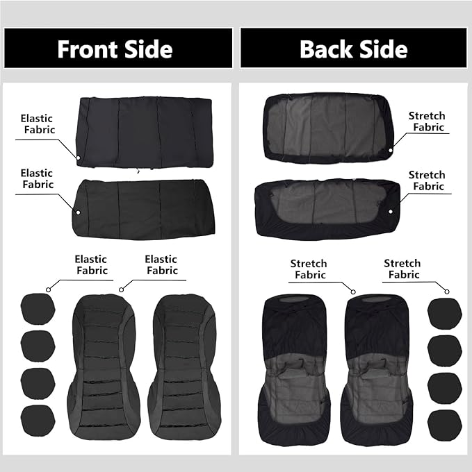 Foneso Car Seat Covers, 100% Breathable with Composite Sponge Inside, Airbag Compatible Universal Fit Accessories Auto for Ca