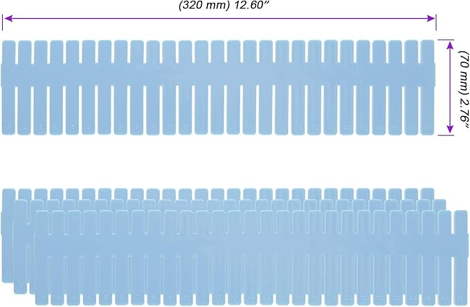 JOIKIT 60 PCS Blue Plastic DIY Grid Drawer Dividers, Adjustable Organizer, Household Storage Makeup Socks Underwear Organizer