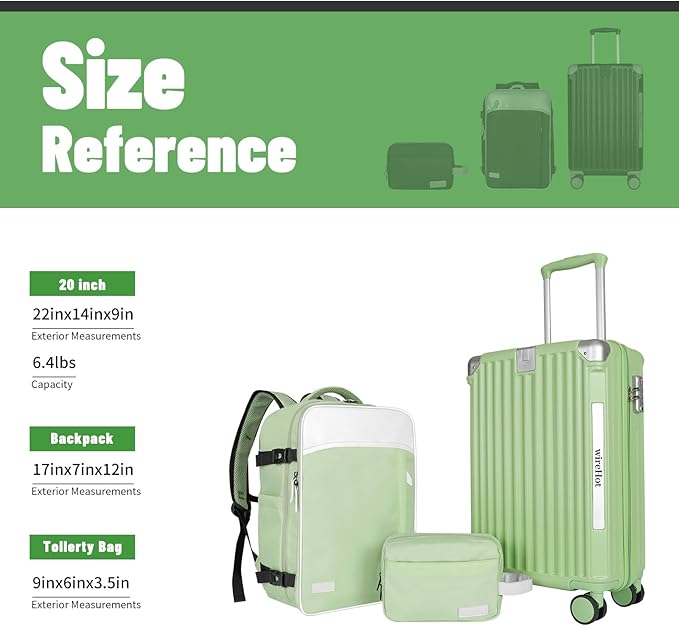 WireHot 22x14x9 Airline Approved Vintage Style Carry On Luggage with Backpack Sets, ABS+PC Hardshell Small 20 inch Retro Suit