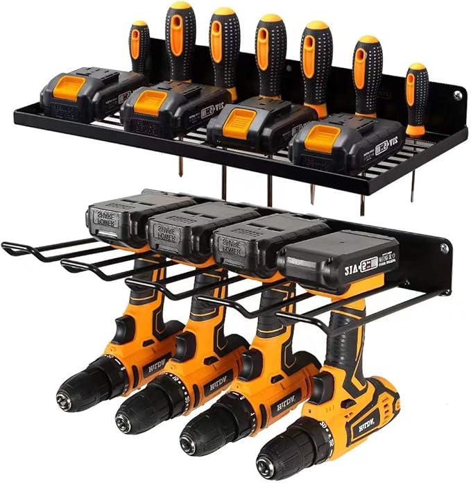 UU-Major Power Tool Organizer with Charging Station,Drill Holder Wall Mount,Garage Storage Shelves for Organization and Stora