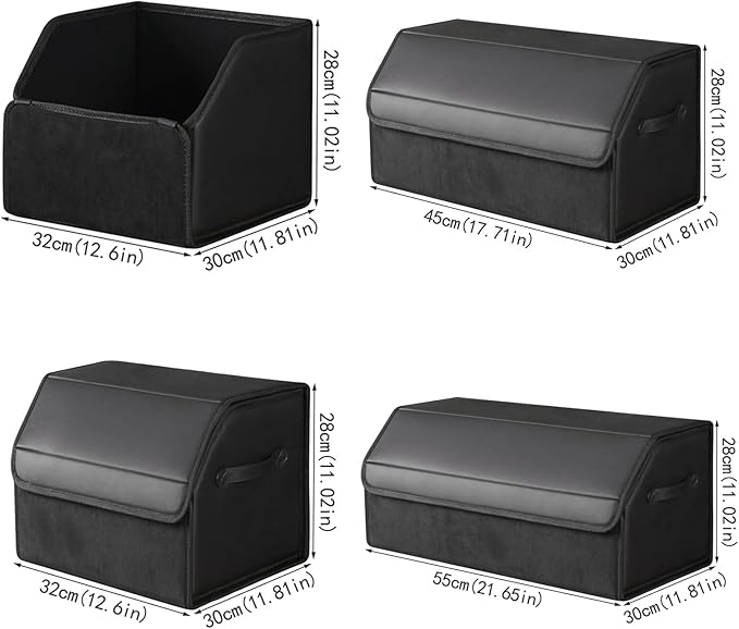 car organizers and storage for SUV,trunk organizer for sedan, leather foldable sleek box with lid,collapsible cargo bins, tool