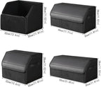 car organizers and storage for SUV,trunk organizer for sedan, leather foldable sleek box with lid,collapsible cargo bins, tool