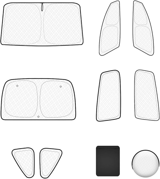 Double Layer Windshield Sunshade- Full Set Front Rear Side Window Sun Shade Cover Sun Visor Window Shade for CampingBaby Privacy Protection (for Tesla, for Model 3 (2017-2025))