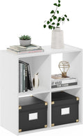 Furinno PELLI Book Shelf, 4 Cube Bookshelf with Open Back & Closed Back Cubes, 2 x 2 Storage Organizer Cabinet, 11.6 x 24.2 x