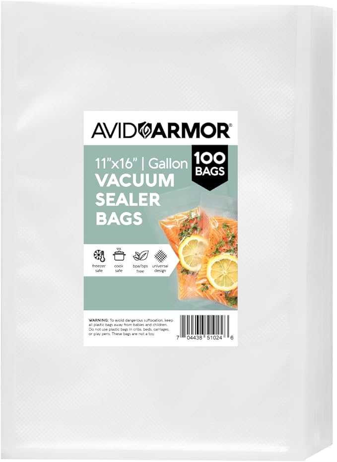 Avid Armor Vacuum Sealer Bags 100 Gallon 11"x16" for Food Saver, Seal a Meal Vac Sealers BPA Free, Heavy Duty Commercial Grad