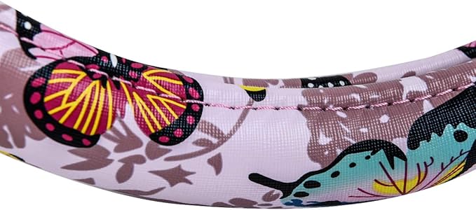 Outlet Pretty Colorful Butterfly Steering Wheel Cover, Universal 14.5-15 Inch Anti-Slip Leather Car Wheel Protector for Women