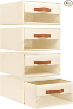 DIMJ Closet Organizers and Storage - Fabric Bins with Drawers for Closet Foldable Clothes Organizers with Clear Window, Stack