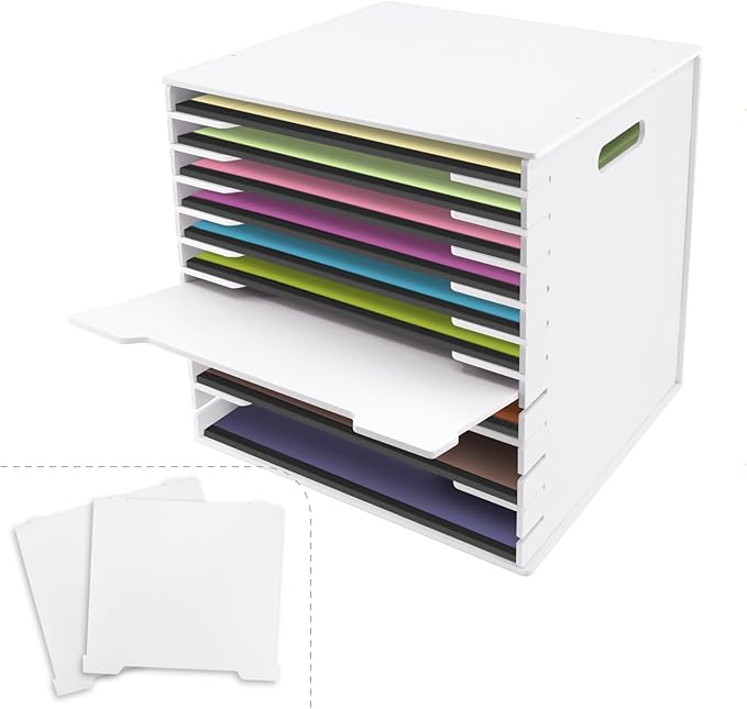 SONGWAY 12x12 Paper Storage Organizer - 13 Tier Desk File Organizer with Adjustable Shelves, Letter Mail Tray, 12x12 Stackabl