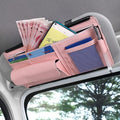 JEYODA Car Sun Visor Organizer Auto Car Visor Pocket and Interior Accessories Car Storage Organizer with Multi-Pocket Net Zippers (Style 2-Pink) 1942