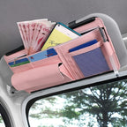 JEYODA Car Sun Visor Organizer Auto Car Visor Pocket and Interior Accessories Car Storage Organizer with Multi-Pocket Net Zippers (Style 2-Pink) 1942