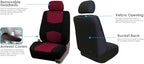 FH Group Flat Cloth Full Set Car Seat Covers Three Row 7 Seater - Universal Fit for Cars, Trucks & SUVs Burgundy