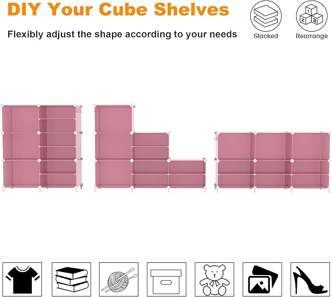 AWTATOS Closet Organizer 6 Cube Storage Shelves Portable Closet Clothes Organizers and Storage Stackable Cubby Shelving for C