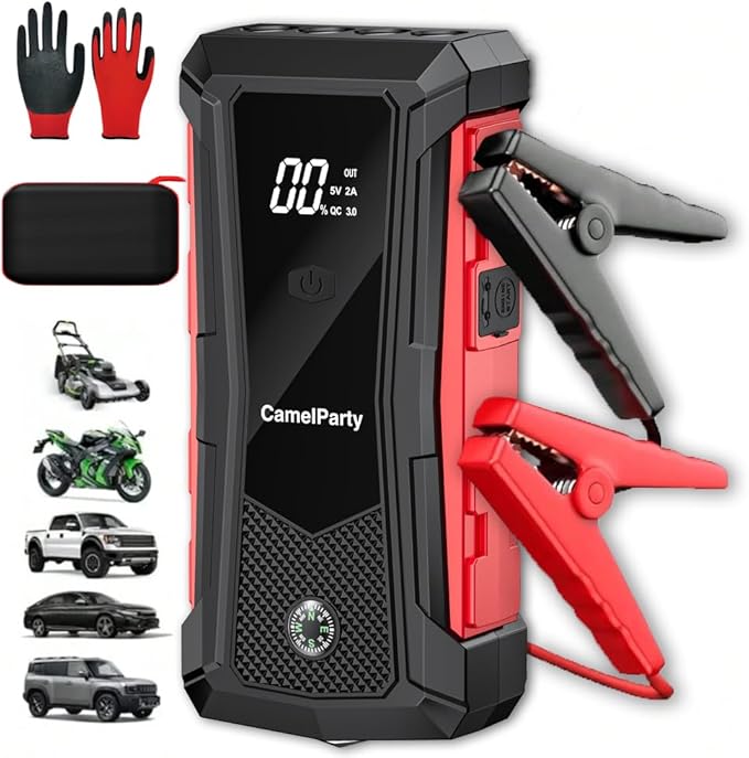 600A Jump Starter -12V Lithium Battery Booster Pack, Portable Jump Box, 12000mAh Power Bank & Jumper Cables - for 4.0L Gas and 2.0L Diesel Engines. Suitable for Car/SUV, Motorcycles, Trucks, Yacht