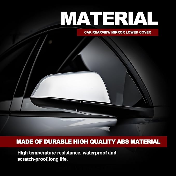 Pleoos Right Drive Side Rearview Mirror Lower Cover Compatible with Model Y 2018-2024, Side Mirror Cover Replacement, Base Trim Bottom Cover and Door Wing Mirror Cap Accessories (Black, Right)
