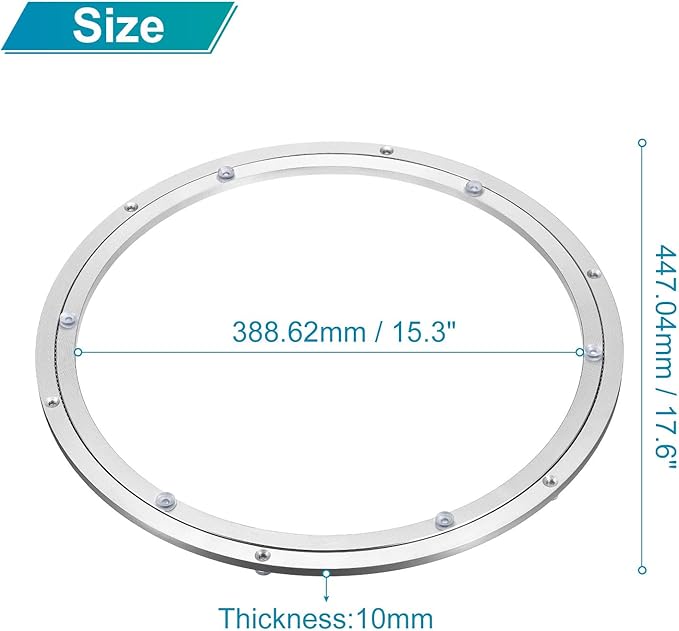 MECCANIXITY Aluminum Lazy Susan 18 Inch Turntable Ring Large Bearing Metal Rotating Turntable Bearings Swivel Plate Hardware 