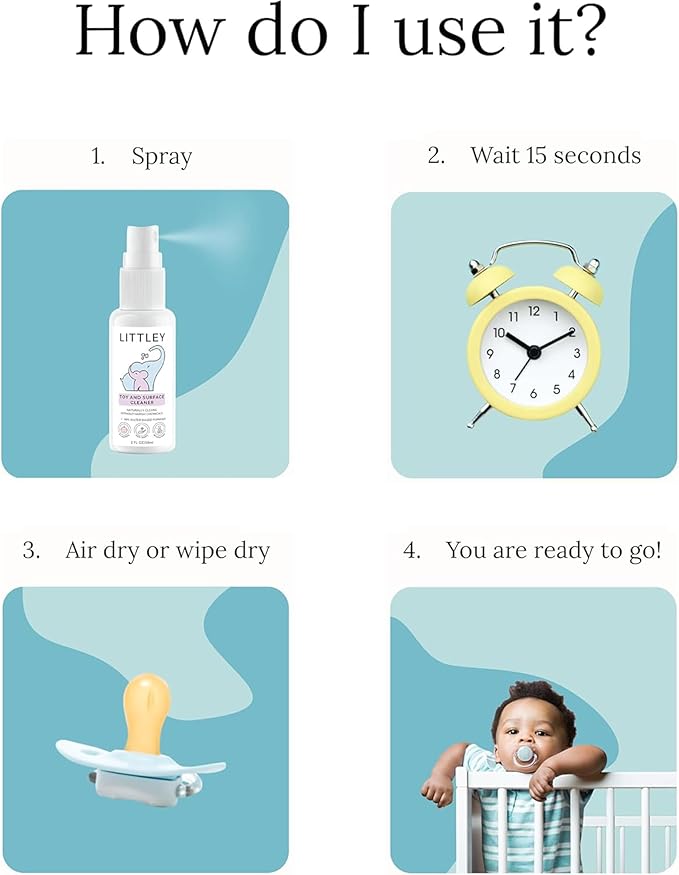 Littley Toy & Surface Cleaner | Alcohol-Free HOCl Spray for Baby Toys & High-Touch Surfaces | Fragrance-Free Formula | Gentle