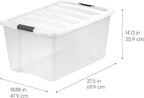 IRIS USA 94 Qt Stackable Plastic Storage Bins with Lids, 4 Pack - BPA-Free, Made in USA - See-Through Organizing Solution, La