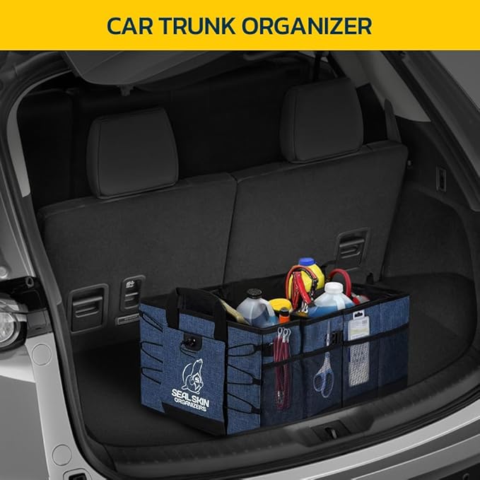 Seal Skin Covers Trunk Organizer for SUV, Car & Truck - Premium Heavy Duty & Collapsible with 3 Adjustable Size - Lightweight &