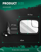 SCITOO Tow Mirrors fit for 1998-2001 for Dodge for Ram 1500 1998-2002 for Ram 2500 3500 Power Heated W/Support Brackets Side View Mirror Pair Set