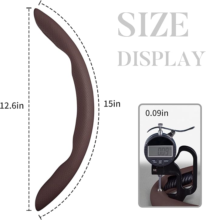 Car Steering Wheel Cover Leather Snap On 3Pcs Set Non-Slip Protector Wrap Steering Wheel Accessories 14.5-15 inch Universal B