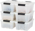 IRIS USA 13 QT Plastic Storage Box with Lid and Latches - 6 Pack - BPA-Free, Discreet Organizing Solution, Durable Nestable S