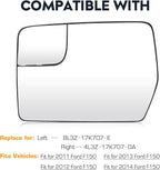 Driver Left and Passenger Right Side Power Heated Mirror Glass for 2011-2014 Ford F-150 with Rear Holder, Blind Spot Convex Side View Mirror, Replace for BL3Z-17K707-E, 4L3Z-17K707-DA