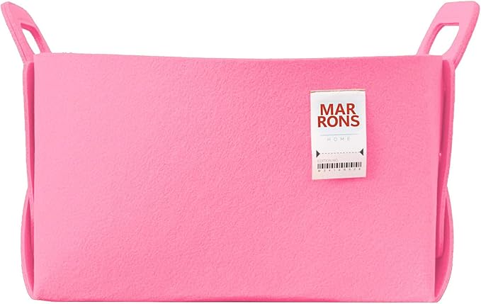 Collapsible Felt PINK Storage Bin Large 14.6"x9.4"x9.4" – Foldable Basket with Handles for Closet, Laundry Room Organization,